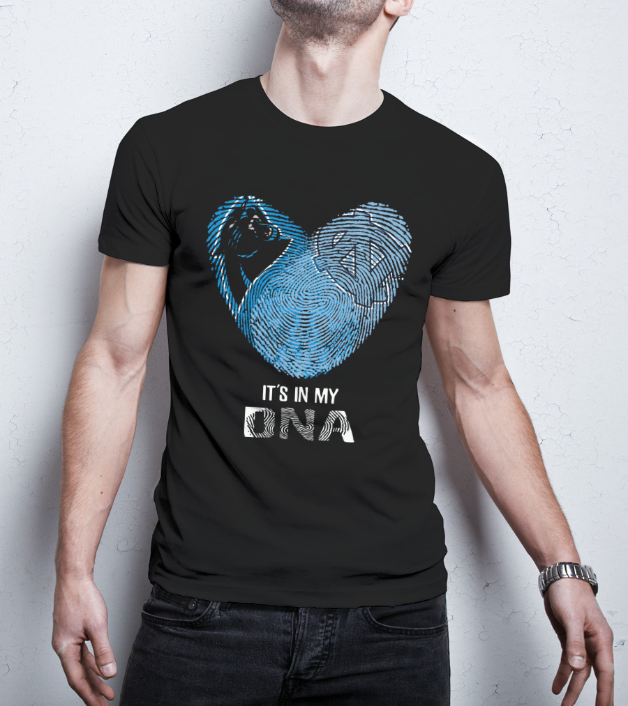 Panthers Tar Heels It's In My DNA Fingerprint Heart T-Shirt