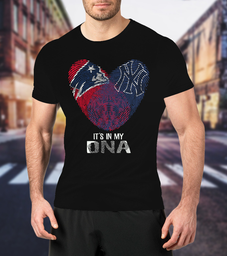 Patriots Yankees It's In My DNA Fingerprint Heart T-Shirt