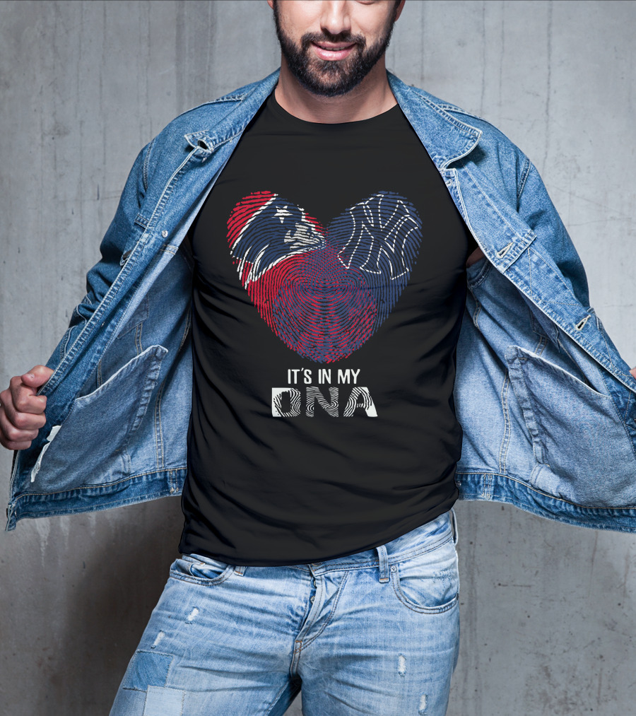 Patriots Yankees It's In My DNA Fingerprint Heart T-Shirt