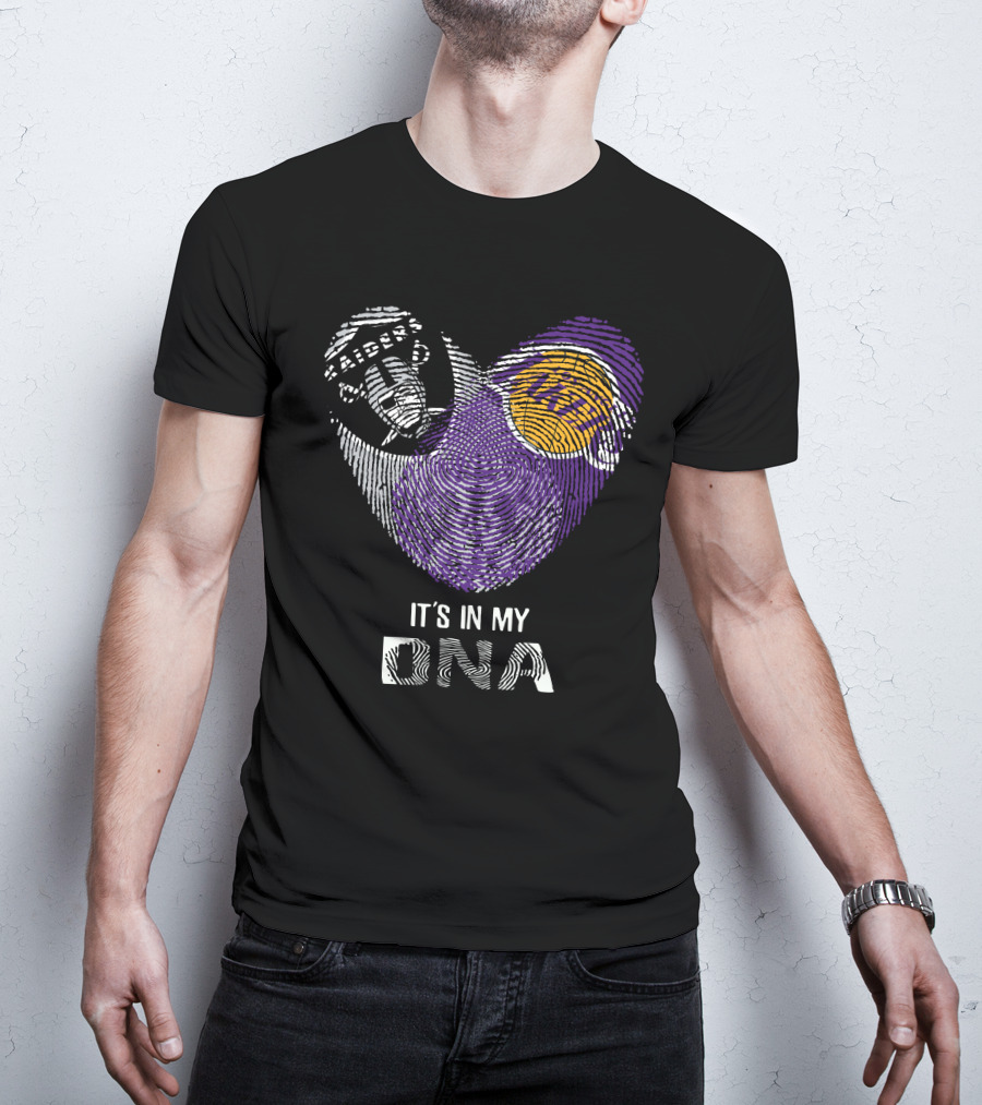 Raiders Lakers It's In My DNA Fingerprint Logo Combination T-Shirt