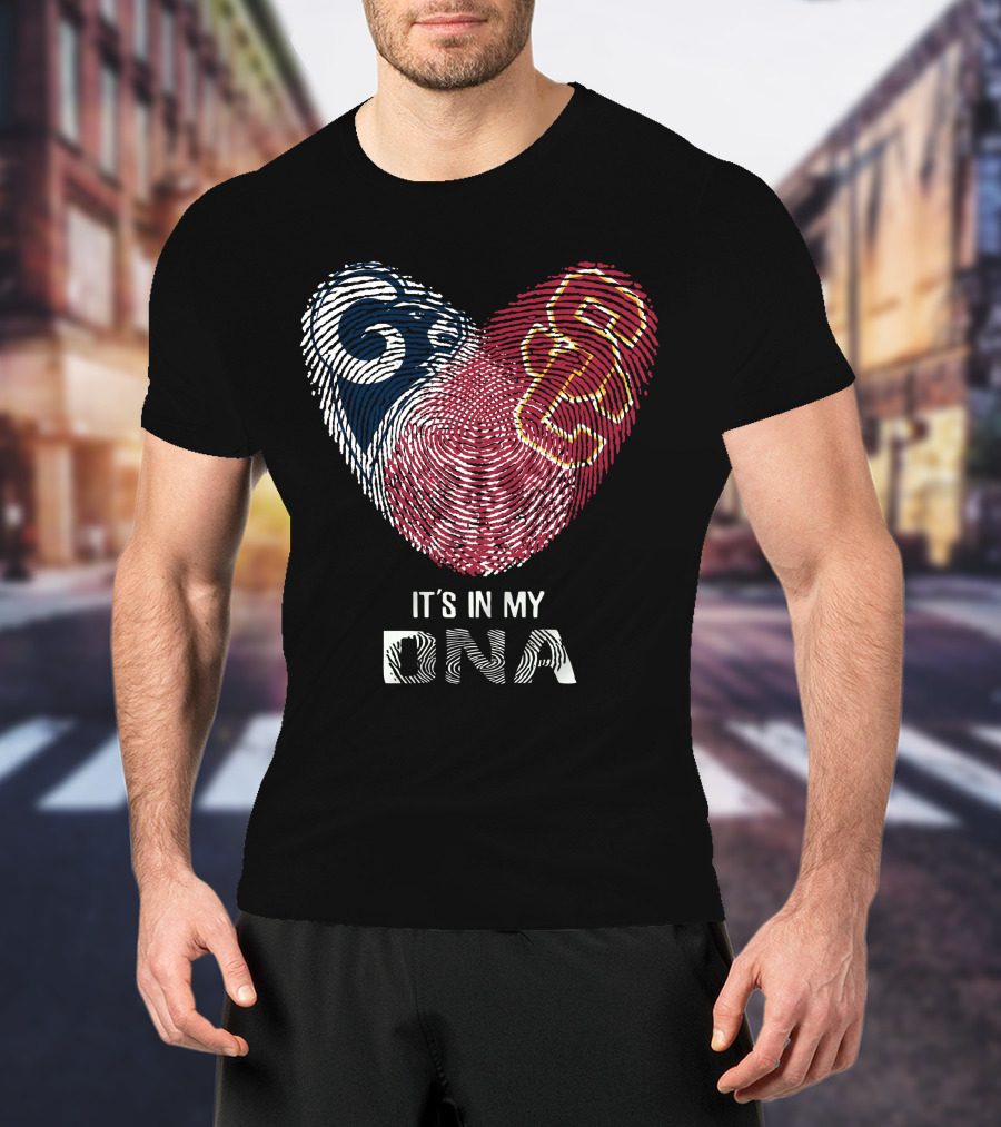 Rams USC Trojans Heart Fingerprint It's In My DNA T-Shirt
