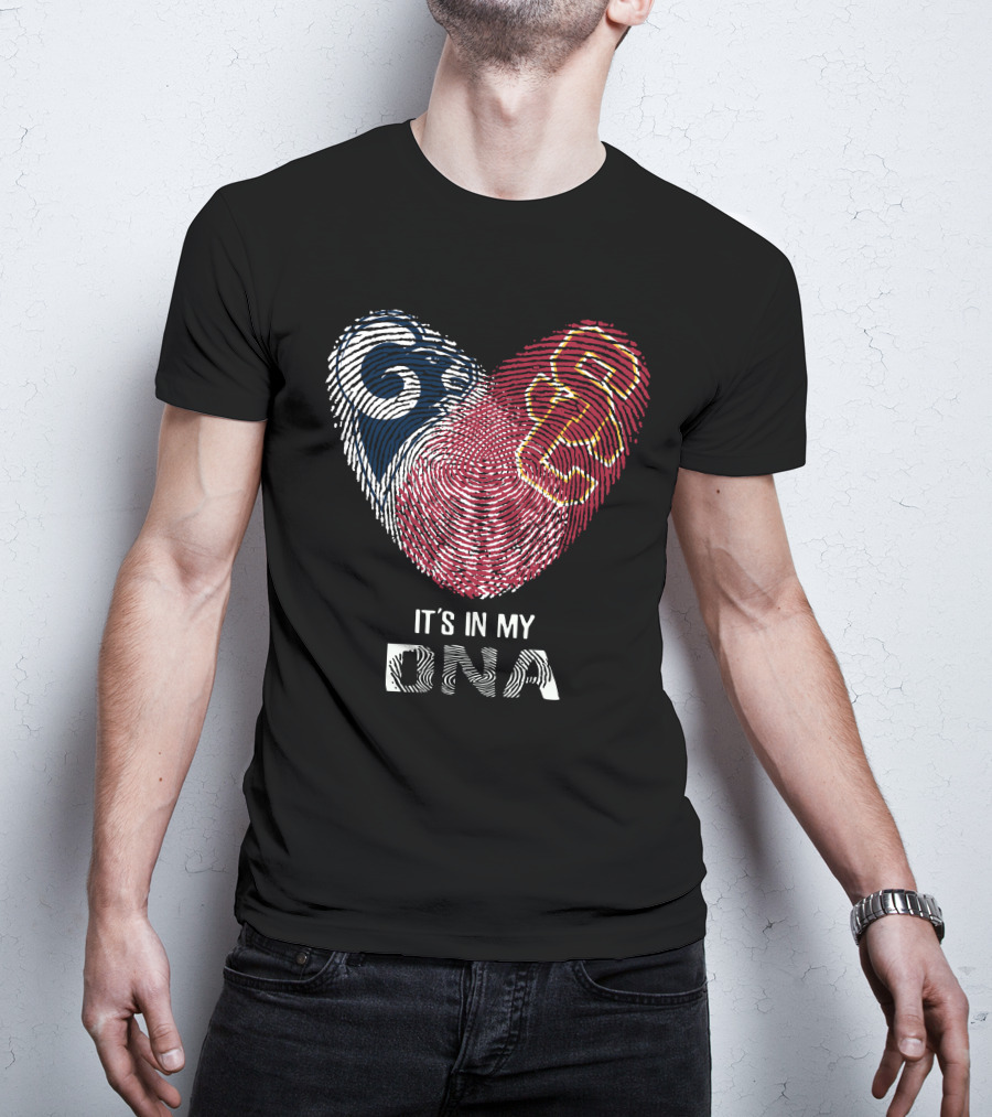 Rams USC Trojans Heart Fingerprint It's In My DNA T-Shirt