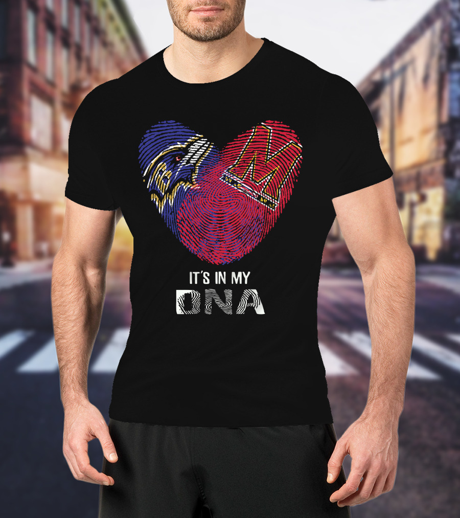 Ravens Maryland Terrapins Heart-Shaped Fingerprint It's In My DNA T-Shirt