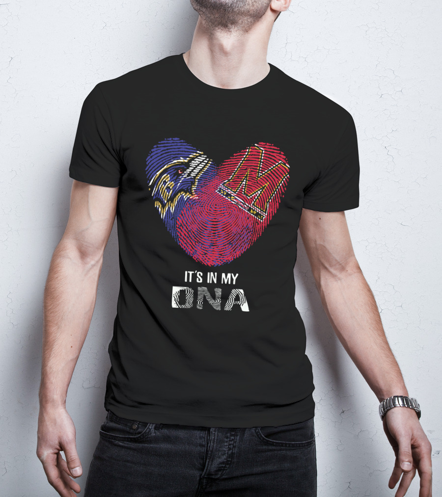 Ravens Maryland Terrapins Heart-Shaped Fingerprint It's In My DNA T-Shirt