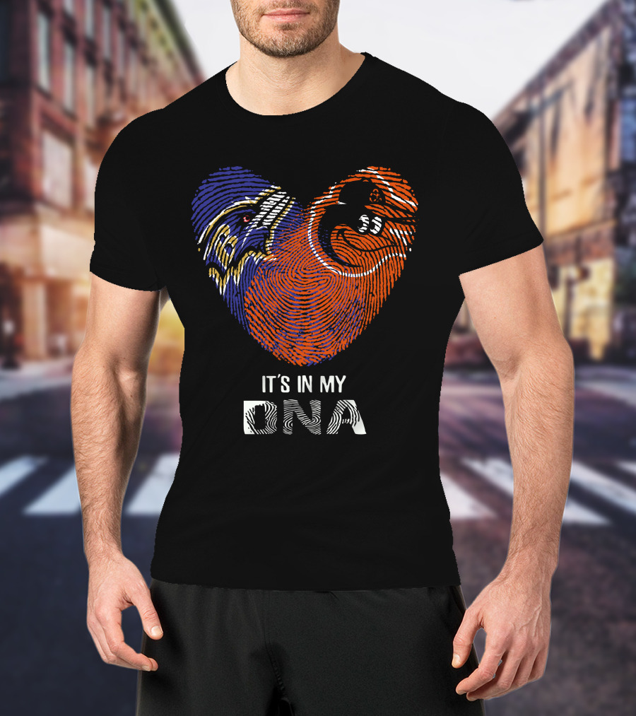 Ravens Orioles It's In My DNA Fingerprint Heart Ravens NFL Orioles MLB T-Shirt