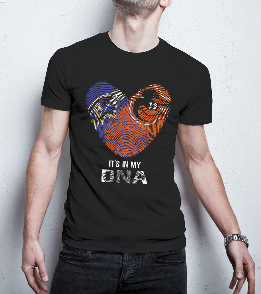 Ravens Orioles It's In My DNA Fingerprint Heart Ravens NFL Orioles MLB T-Shirt