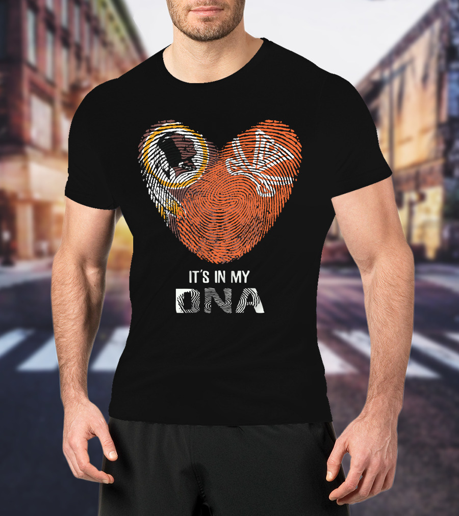 Redskins Cavaliers It's In My Dna Heart Fingerprint T-Shirt