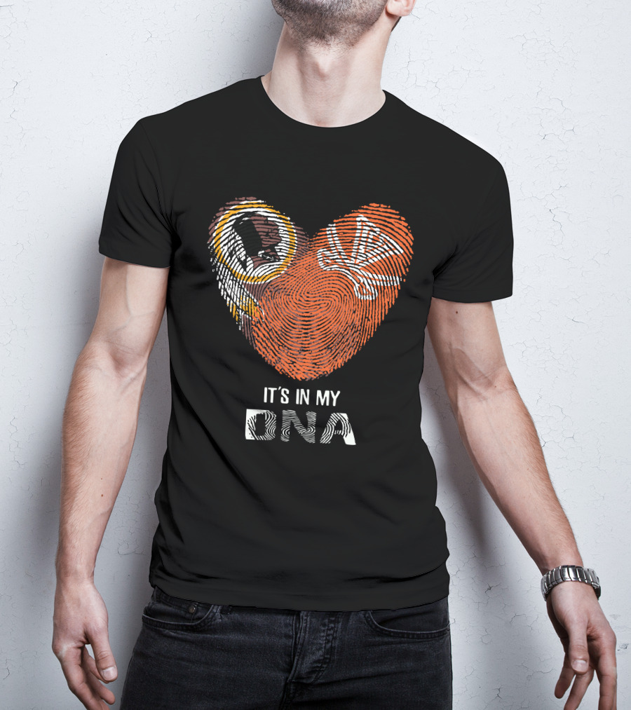 Redskins Cavaliers It's In My Dna Heart Fingerprint T-Shirt