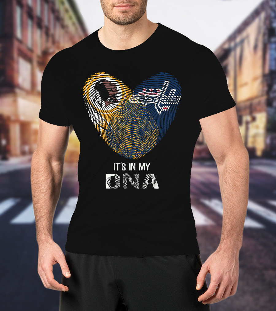 Redskins Washington Capitals It's In My Dna Fingerprint Heart Fan Pride T-Shirt