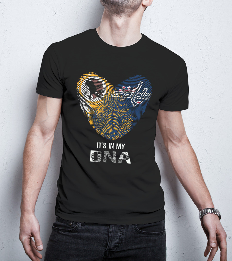 Redskins Washington Capitals It's In My Dna Fingerprint Heart Fan Pride T-Shirt