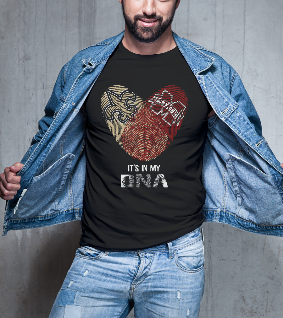 Saints MS State It's In My DNA Fleur-de-lis And Bulldog Fingerprint T-Shirt