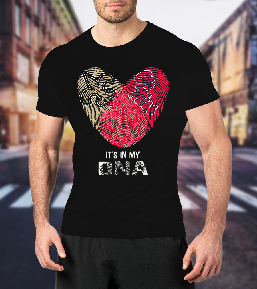 Saints Ole Miss Fingerprint Heart It's In My DNA T-Shirt