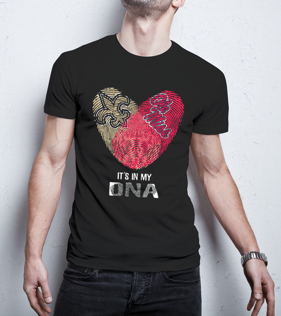 Saints Ole Miss Fingerprint Heart It's In My DNA T-Shirt