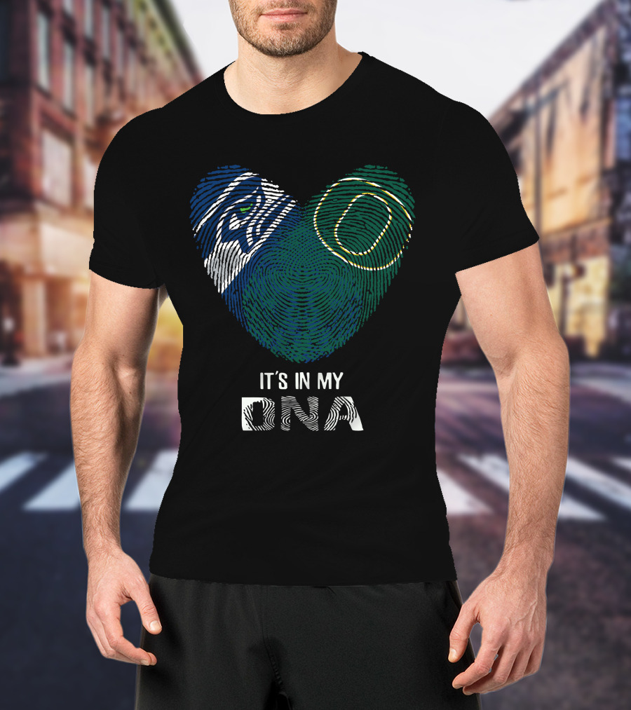 Seahawks Ducks Fingerprint Heart It's In My DNA T-Shirt