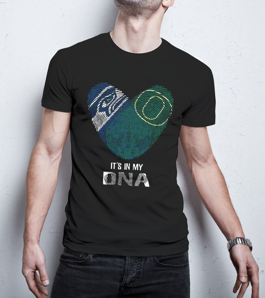 Seahawks Ducks Fingerprint Heart It's In My DNA T-Shirt