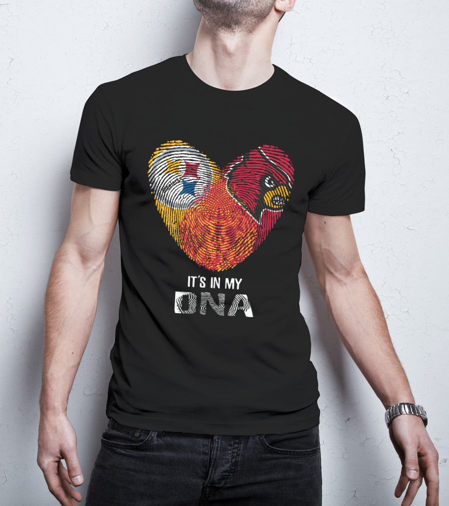 Steelers Cardinals It's In My DNA Fingerprint Heart T-Shirt