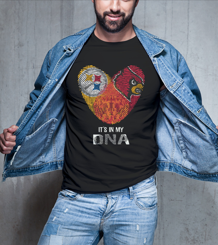 Steelers Cardinals It's In My DNA Fingerprint Heart T-Shirt