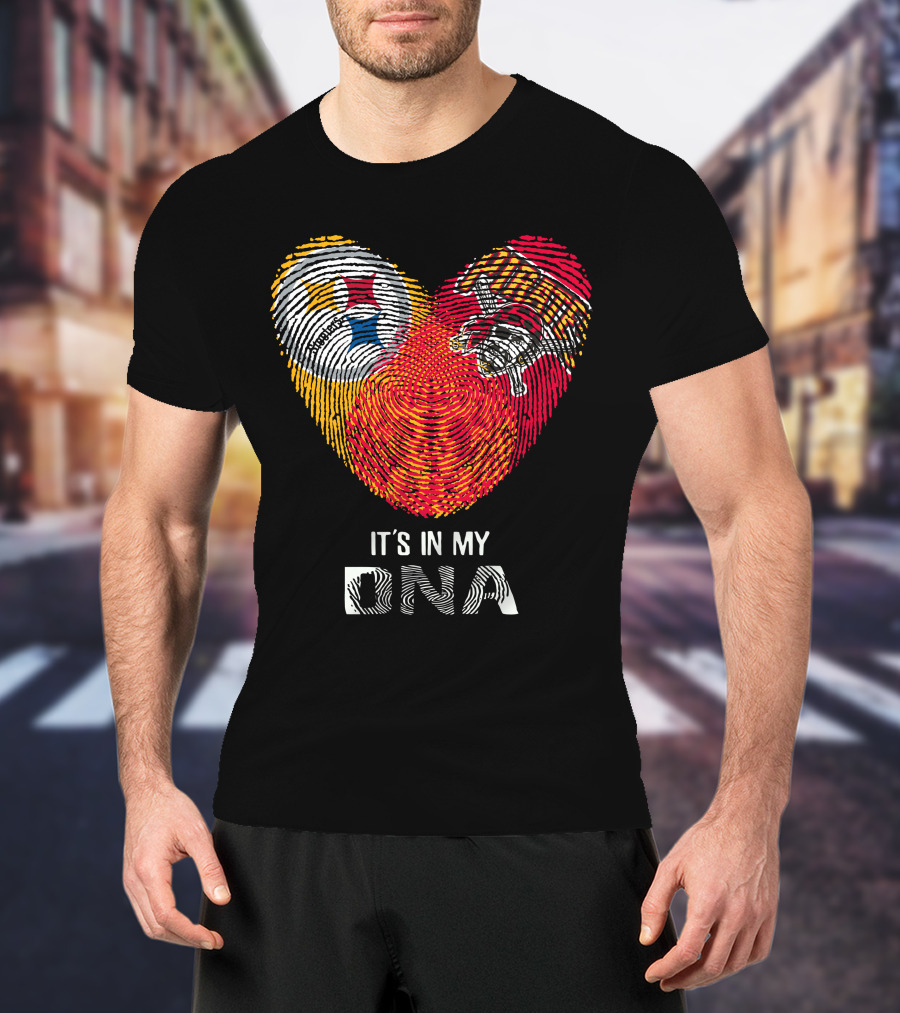 Steelers Pirates It’s In My DNA Fingerprint Heart T-Shirt