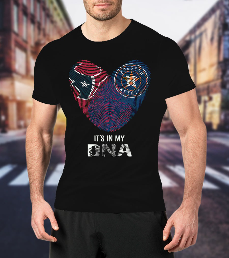 Texans Astros Heart Fingerprint It's In My DNA T-Shirt