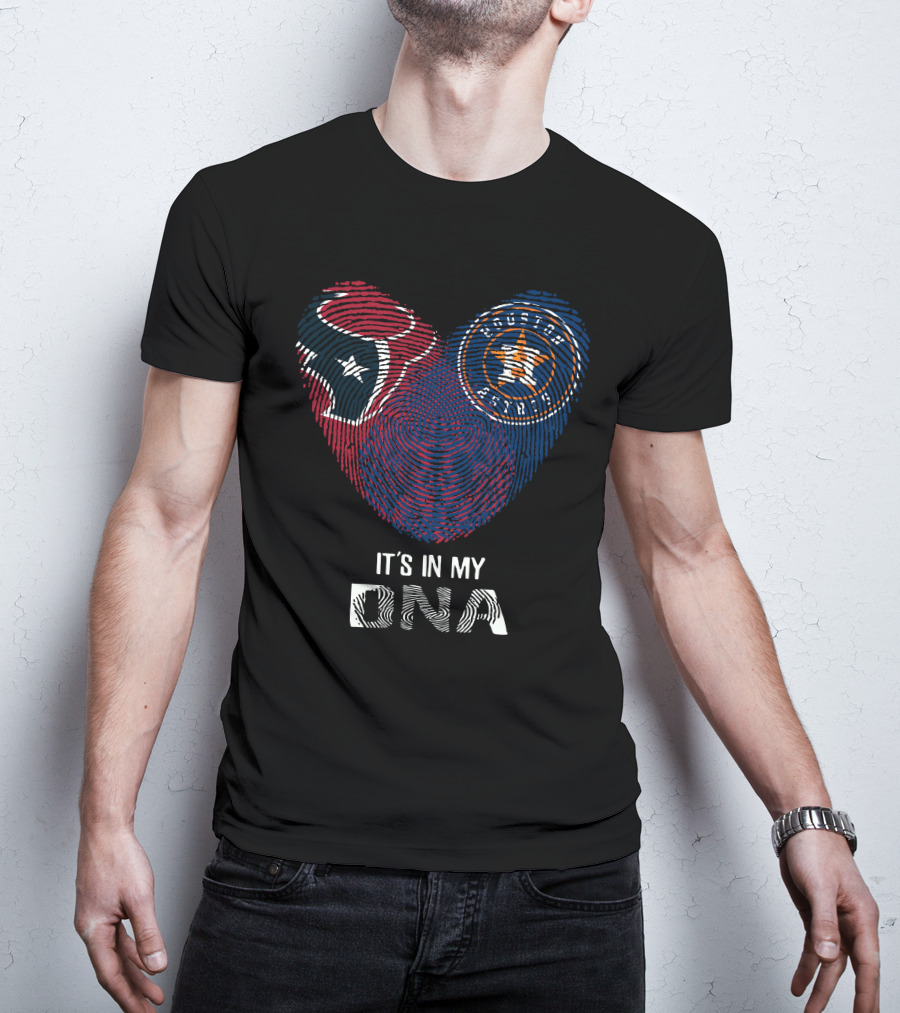 Texans Astros Heart Fingerprint It's In My DNA T-Shirt
