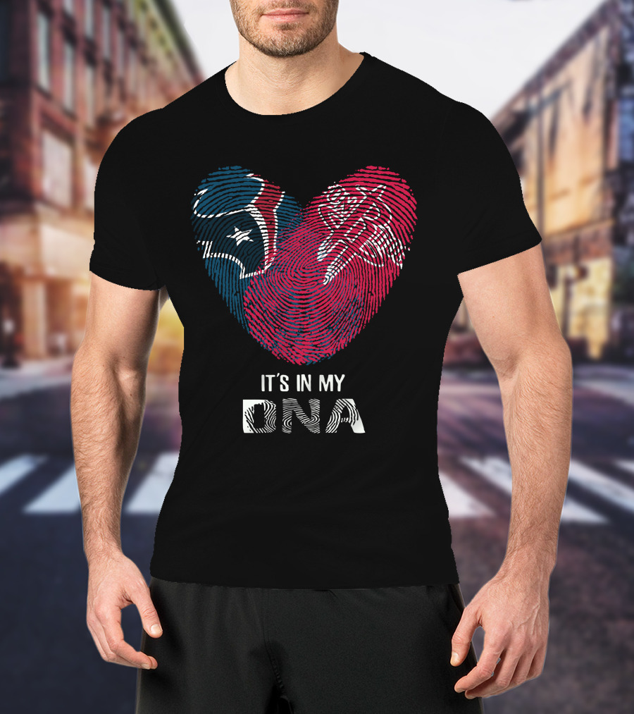 Texans Rockets Fingerprint Heart It's In My DNA T-Shirt