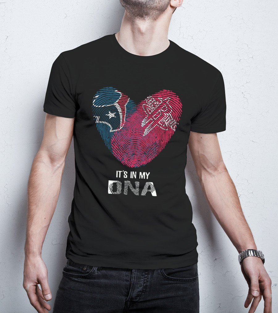 Texans Rockets Fingerprint Heart It's In My DNA T-Shirt