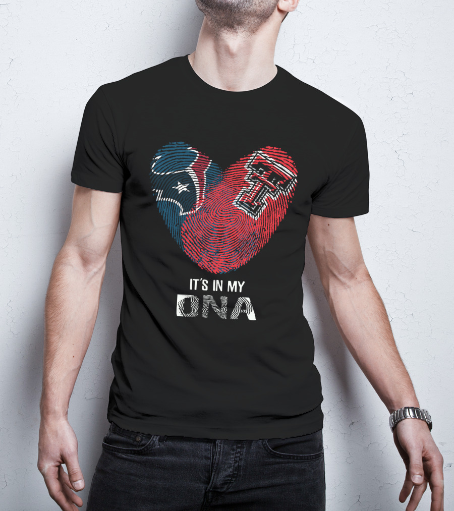 Texans Texas Tech Heart Fingerprint It's In My Dna T-Shirt