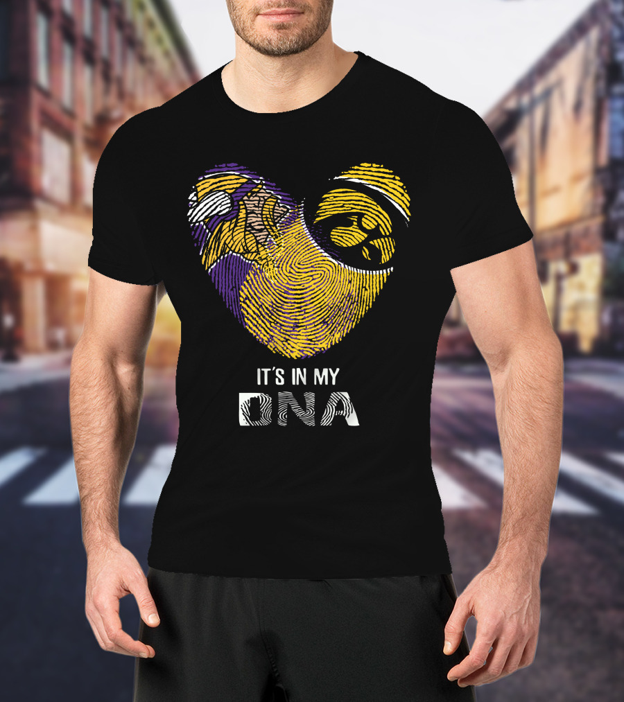Vikings Iowa Hawkeyes It's In My DNA Fingerprint Football T-Shirt