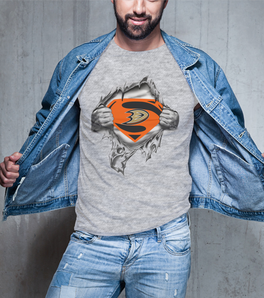 Anaheim Ducks Superman Logo Rip Open T-Shirt