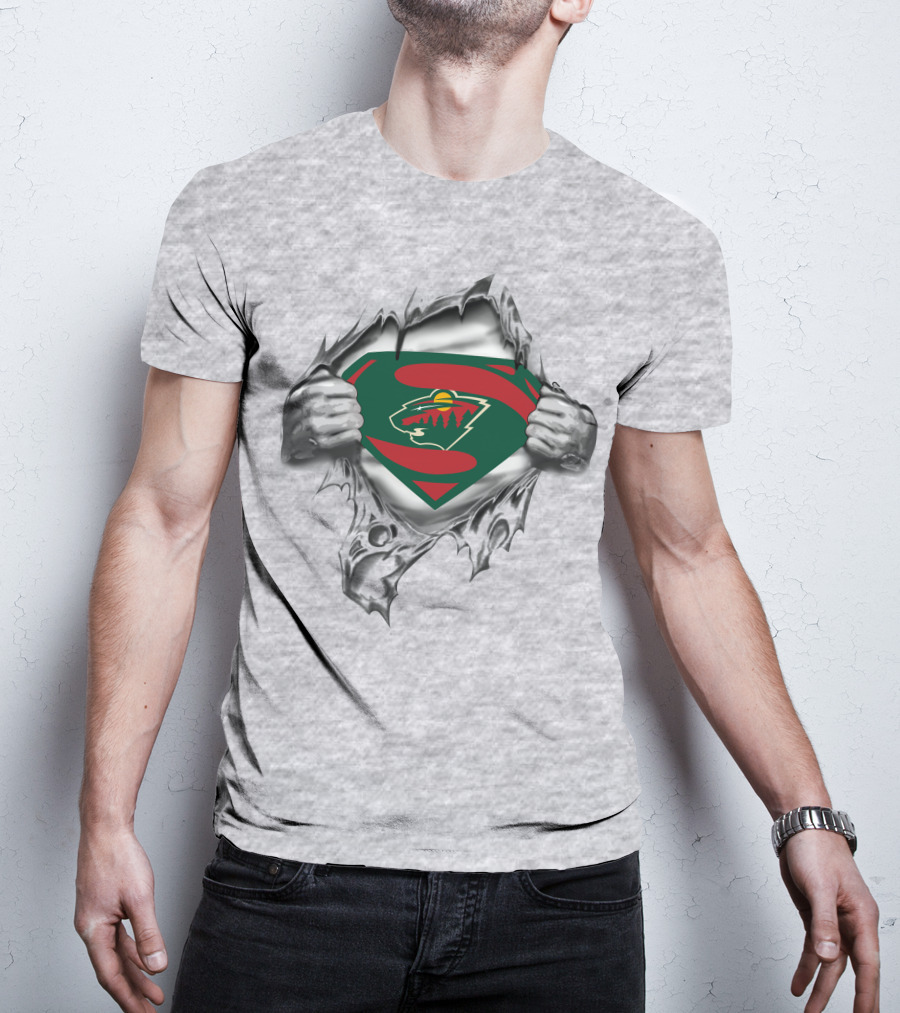Minnesota Wild Superhero Chest Logo Reveal T-Shirt