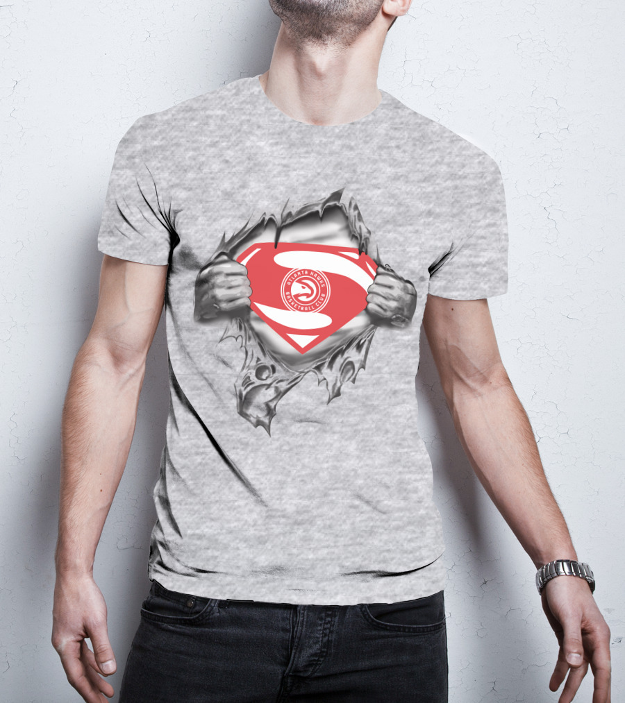 Atlanta Hawks Superman Basketball Club Logo Emblem T-Shirt