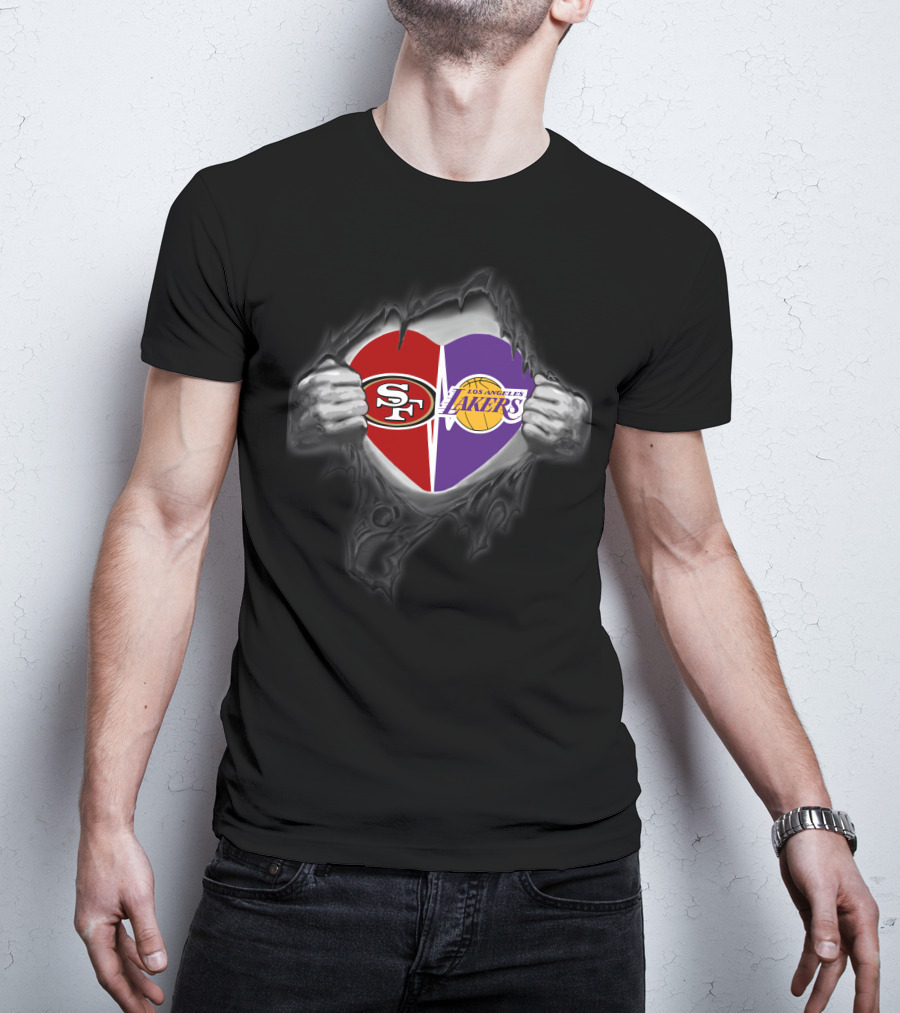 49Ers Los Angeles Lakers Split Heart T-Shirt