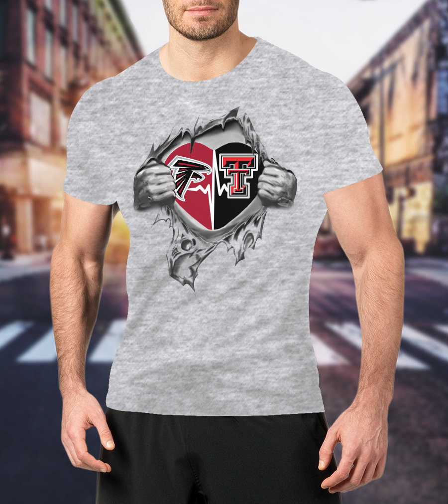 Falcons Texas Tech Heart Torn Open Competition T-Shirt