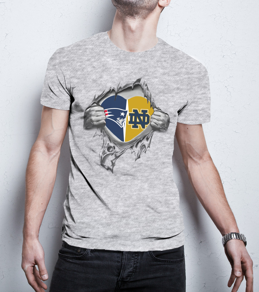 Patriots Notre Dame Heart Logo Tear T-Shirt