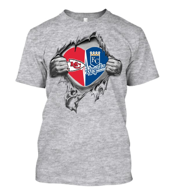 Kansas City Chiefs Royals Heart Logo Fusion T-Shirt