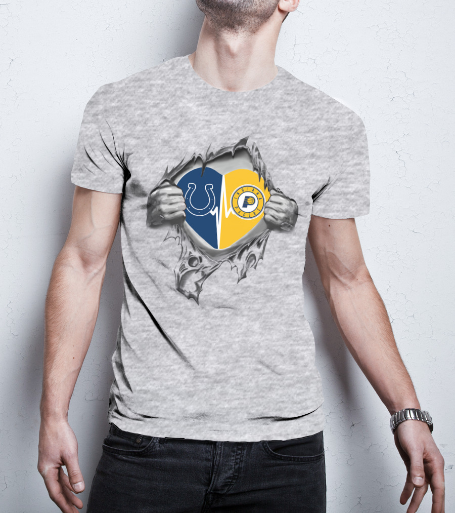 Colts Pacers Heart Rip Indianapolis Football Basketball Fandom Colts Logo Pacers T-Shirt