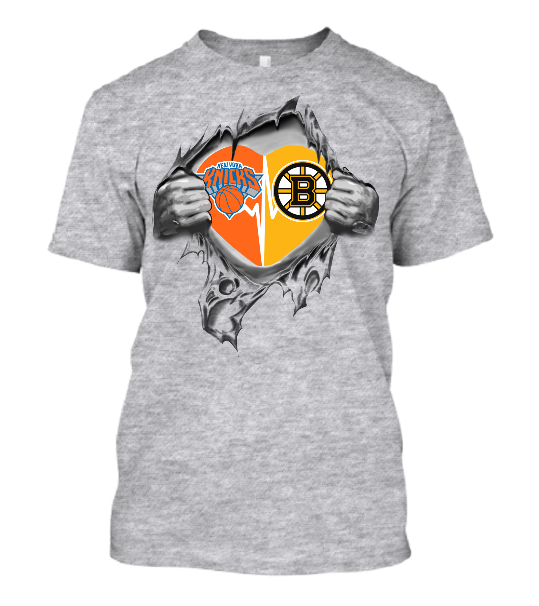 Knicks Bruins Heartbeat Love T-Shirt