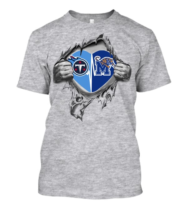 Titans Memphis Tigers Heart Fusion T-Shirt