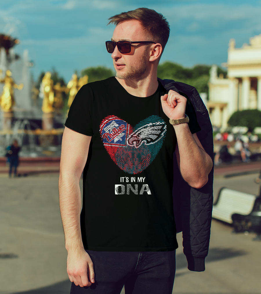 Eagles Phillies Heart Shaped Fingerprint It's In My DNA T-Shirt