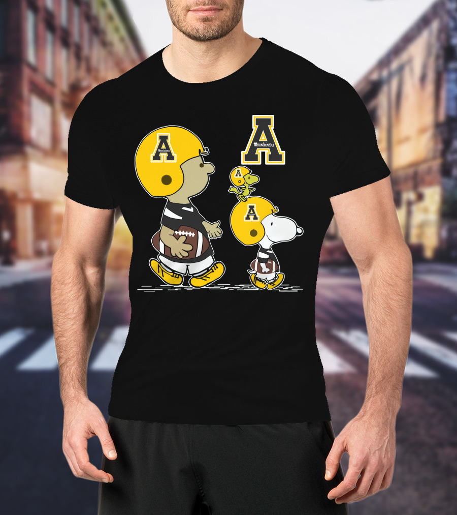 Appalachian State Mountaineers Snoopy And Woodstock Football Helmet T-Shirt