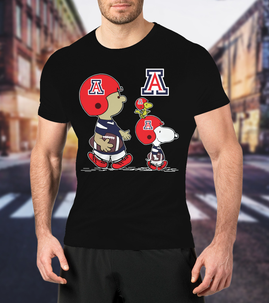 Arizona Wildcats Snoopy Football Peanuts Characters In Team Helmets T-Shirt