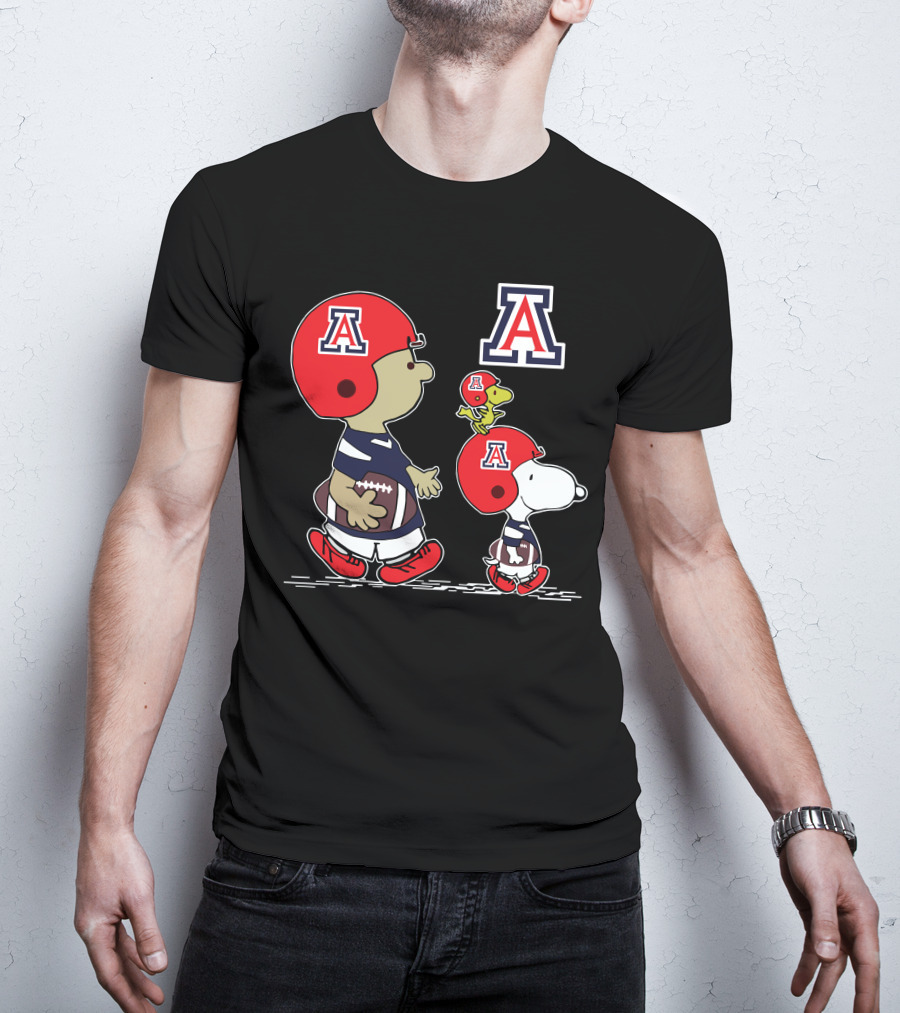 Arizona Wildcats Snoopy Football Peanuts Characters In Team Helmets T-Shirt