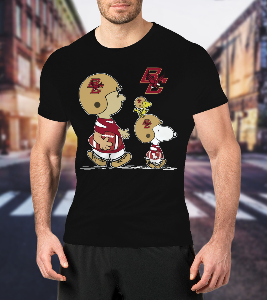 Boston College Eagles Snoopy And Woodstock Football Team Spirit T-Shirt