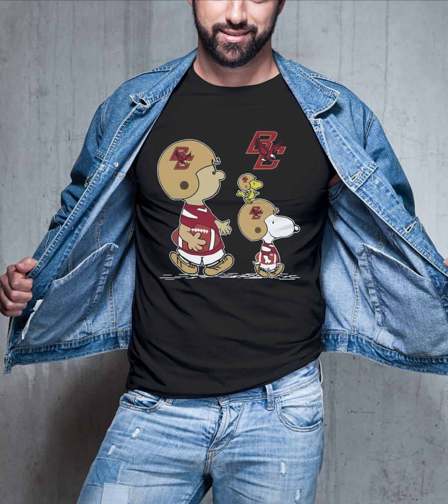 Boston College Eagles Snoopy And Woodstock Football Team Spirit T-Shirt