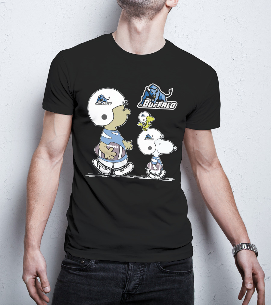 Buffalo Snoopy Peanuts Football Players With Helmets And Football T-Shirt