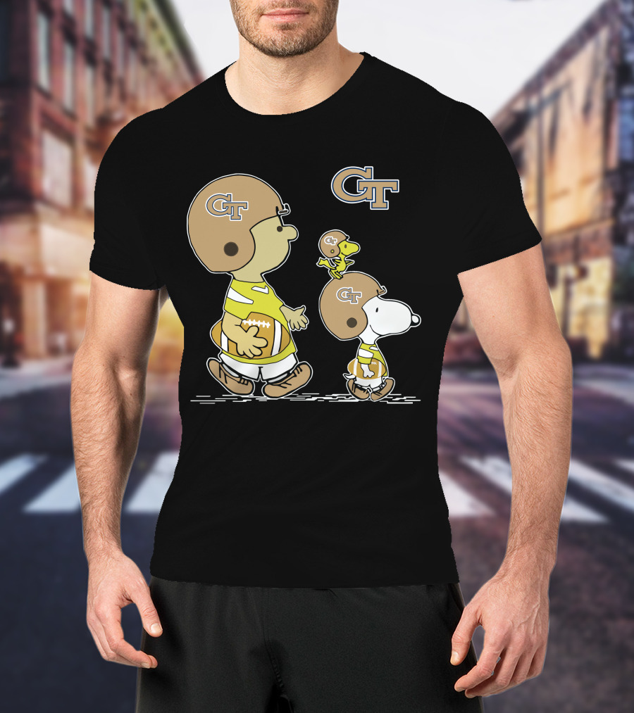Georgia Tech Yellow Jackets Snoopy And Woodstock Football Duo T-Shirt