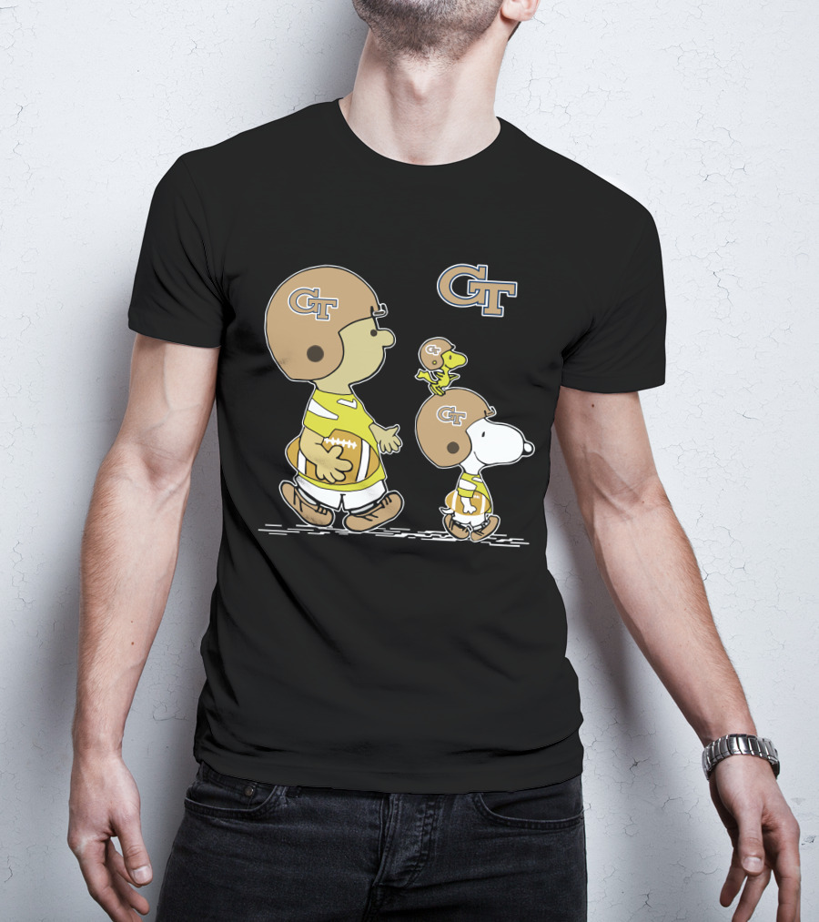 Georgia Tech Yellow Jackets Snoopy And Woodstock Football Duo T-Shirt