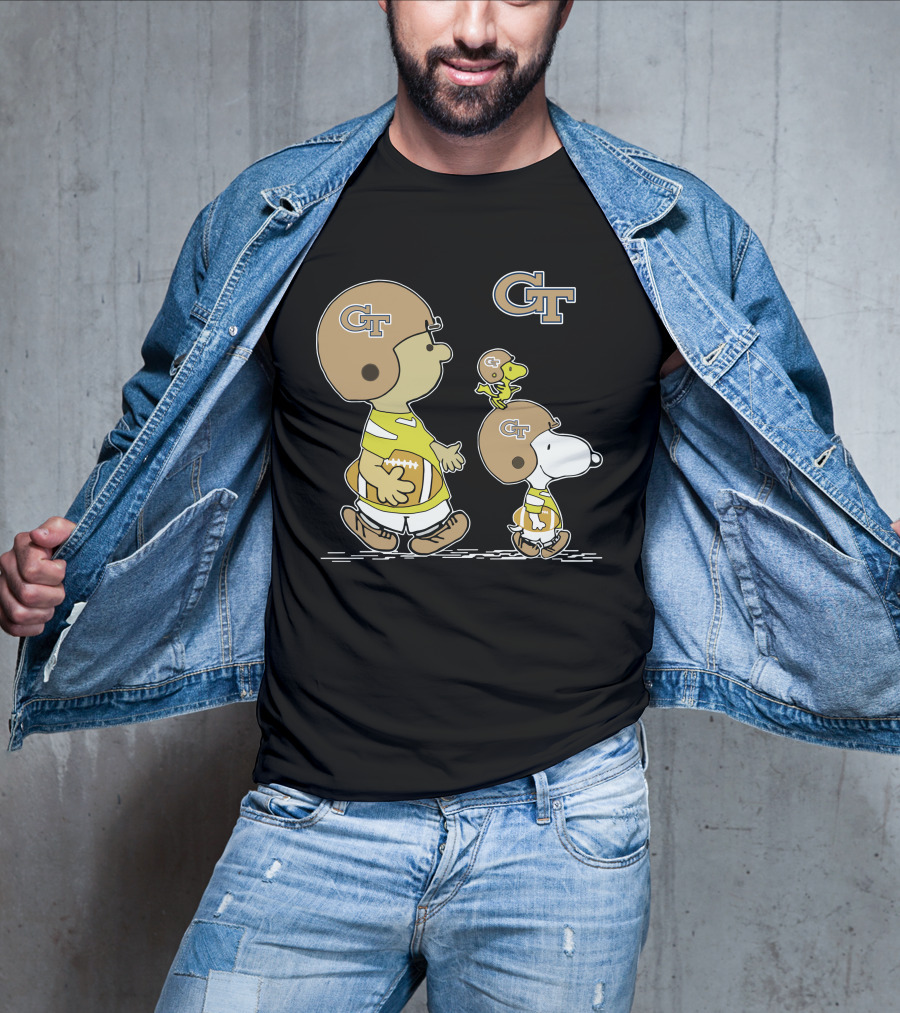 Georgia Tech Yellow Jackets Snoopy And Woodstock Football Duo T-Shirt