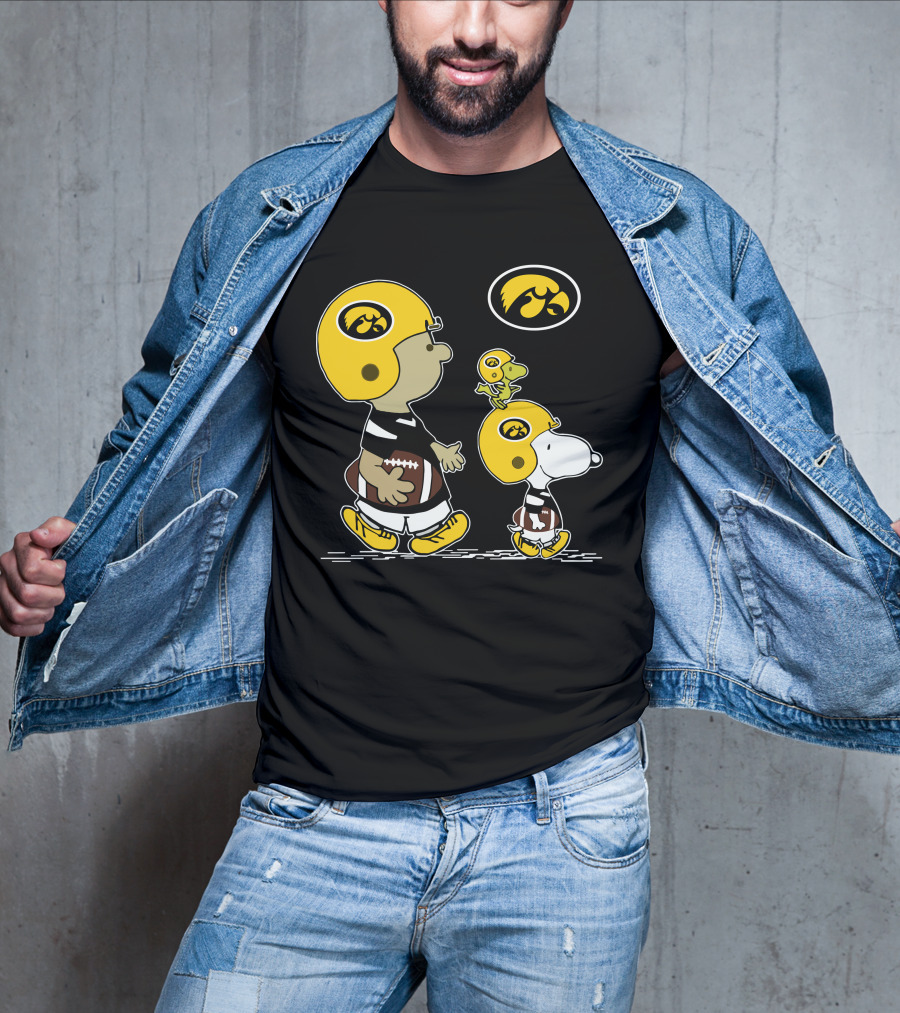 Iowa Hawkeyes Snoopy Football Peanuts Characters With Helmets T-Shirt