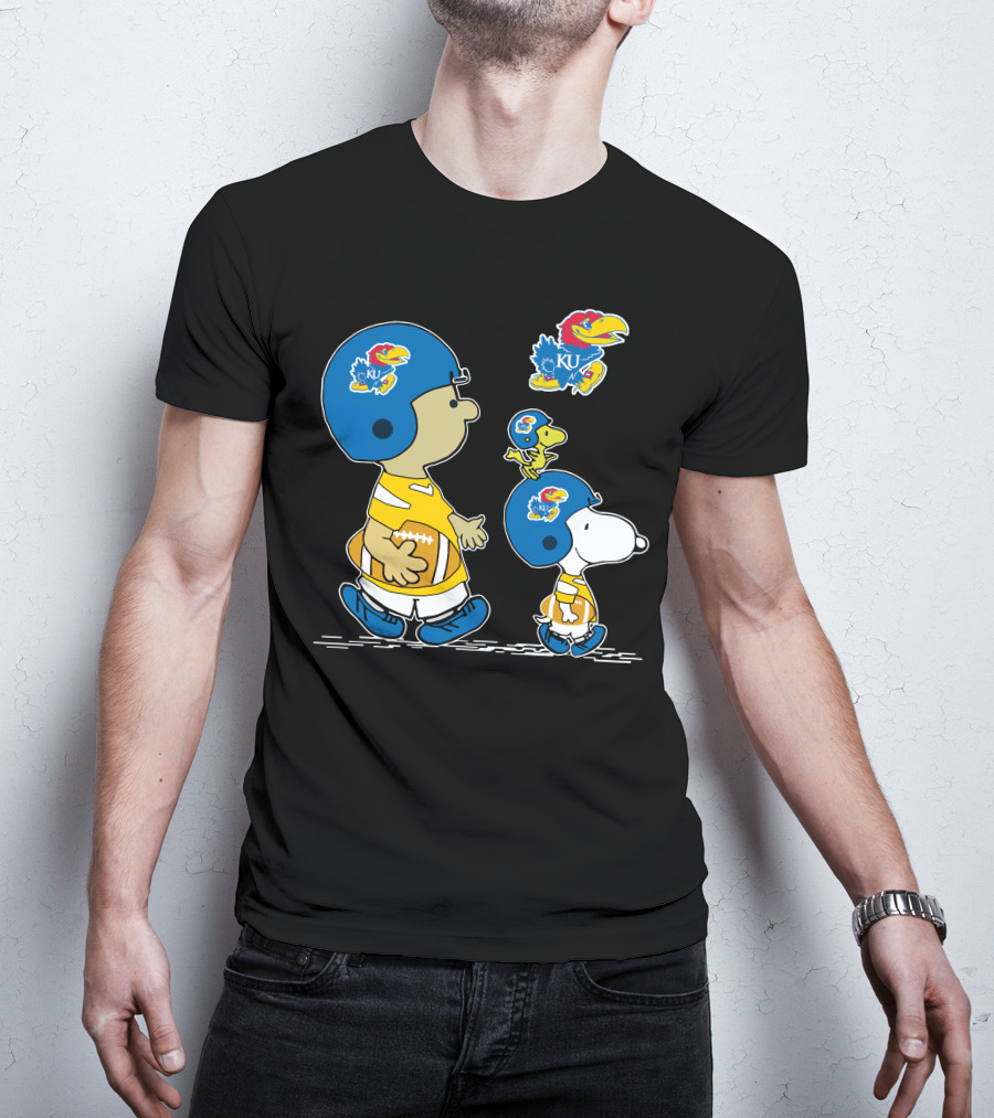 Kansas Jayhawks Snoopy Football Peanuts Characters T-Shirt